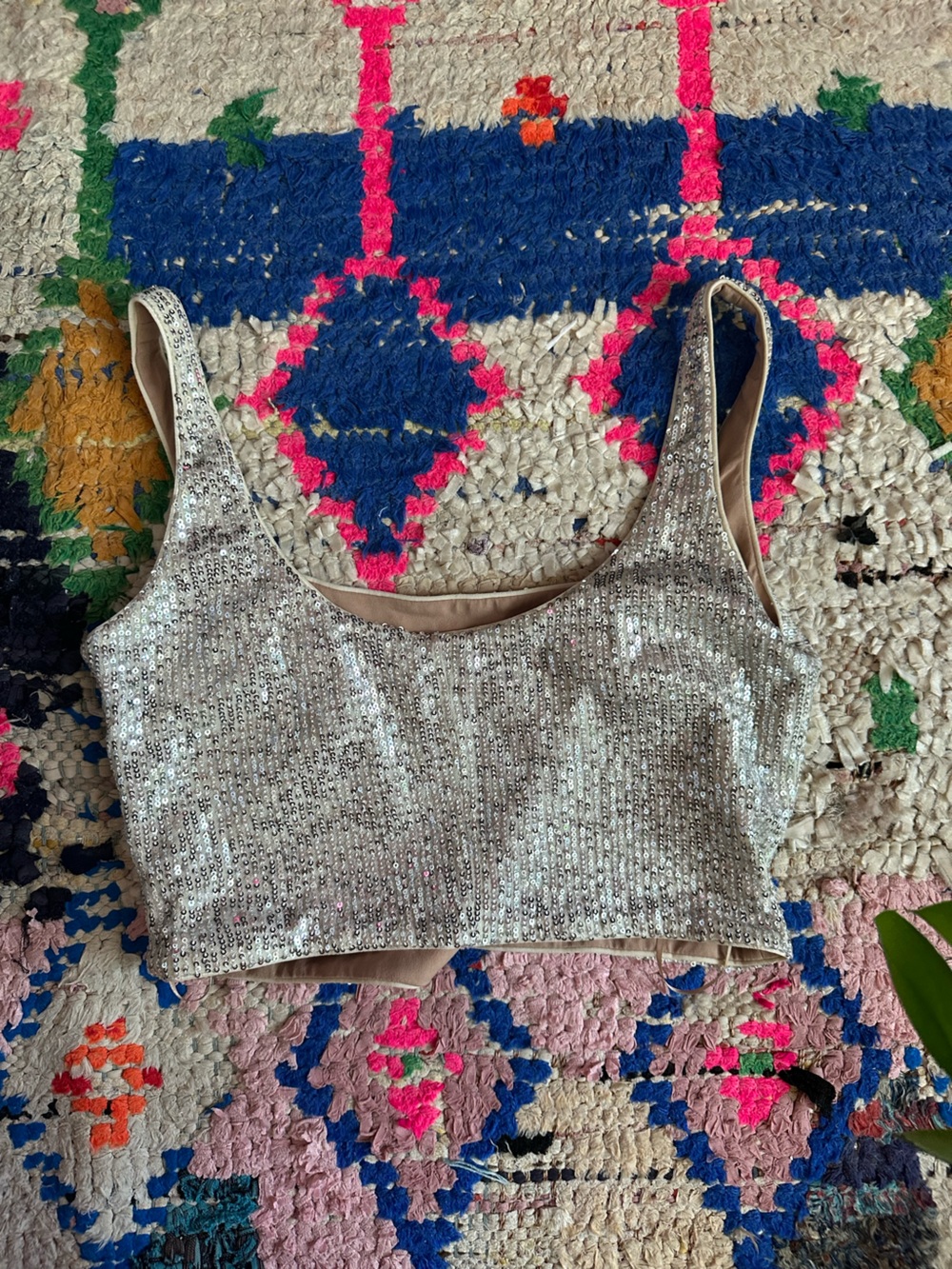 Dress the Population Silver Sequin Crop Tank